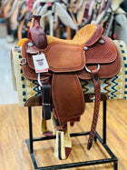 MARTIN SADDLE TEAM ROPER CHESTNUT ROUGHOUT LEATHER SNOWFLAKE TOOLING