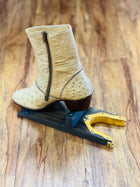 Men’s Tan Zipper Closure Ostrich Leather Boots
