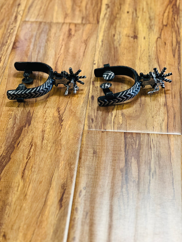 Espuelas Charras En Color Pavon Negro Con Acero