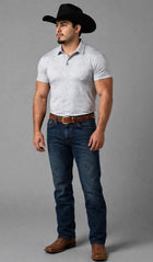 Ariat  Mens 360 Airflow Printed Polo Eileen Grey 10073508
