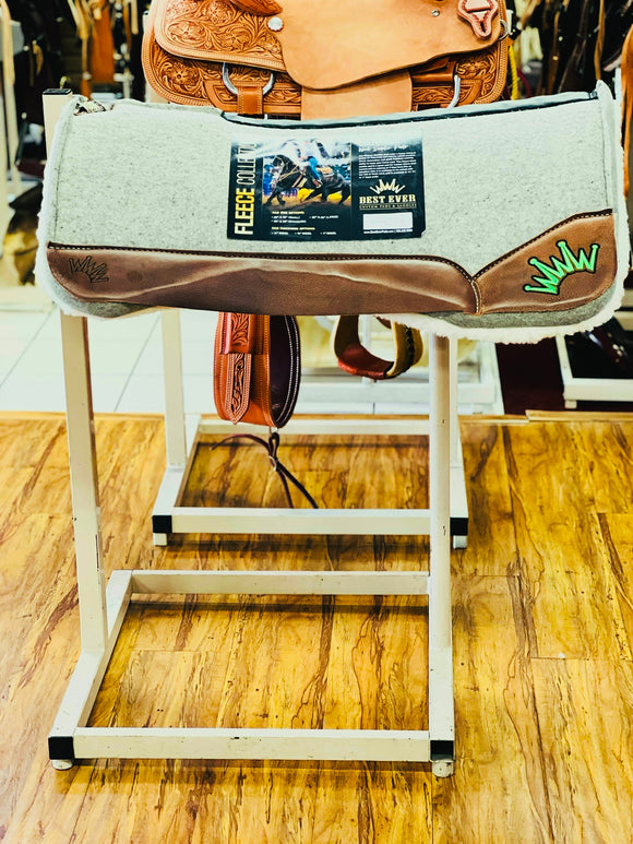 Best Ever Pads Kush Fleece 1 Inch Felt Saddle Pad with Brown Wear Leathers