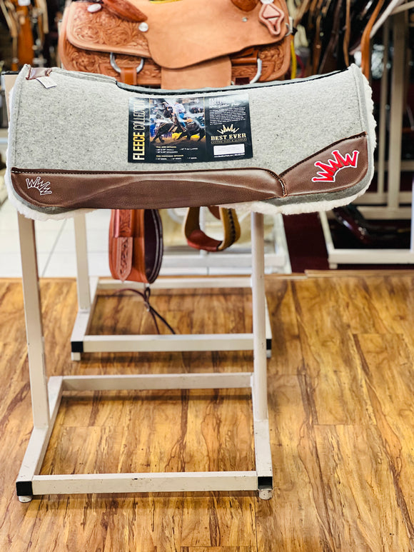 Best Ever Pads Kush Fleece 1 Inch Felt Saddle Pad with Brown Wear Leathers