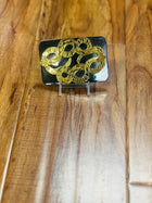HEBILLA CHARRA CON ORO Y SERPIENTE - HerraduraDeOro