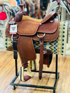 MARTIN SADDLE TEAM ROPER CHESTNUT ROUGHOUT LEATHER SNOWFLAKE TOOLING