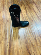 MEN'S BLACK BROWS BOOTS 100% LEATHER WIDE SQUARE TO COWBOY BOOTS