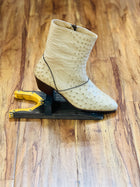 Men’s Tan Zipper Closure Ostrich Leather Boots