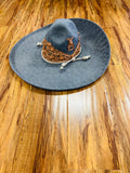 SOMBRERO DE CHARRO DE ADULTO COLOR GRIS CON TOQUILLA CALADA