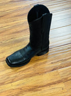 MEN'S BLACK BROWS BOOTS 100% LEATHER WIDE SQUARE TO COWBOY BOOTS