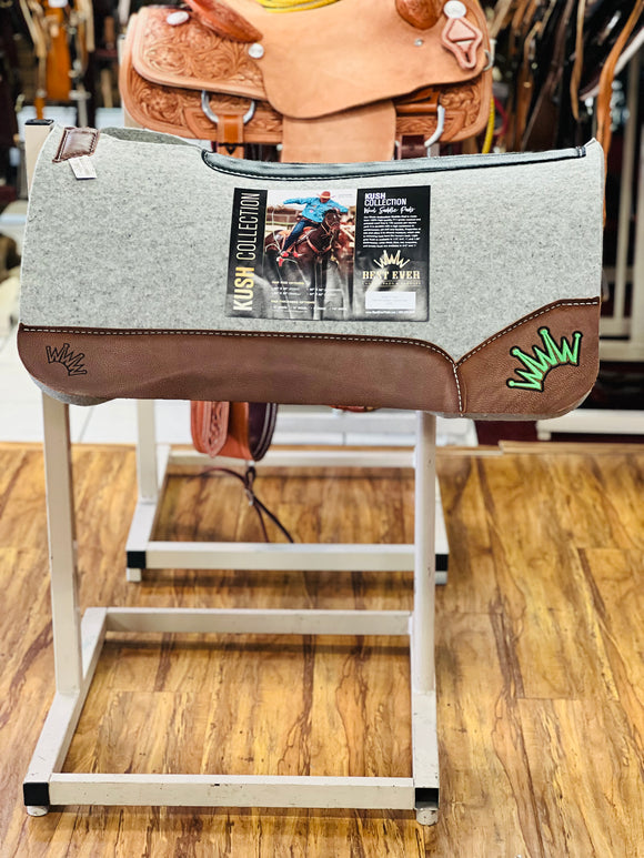 Best Ever Pads Kush 1 Inch Felt Saddle Pad with Brown Wear Leathers
