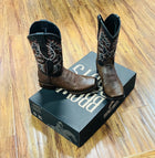 MEN'S BROWN BROWS BOOTS 100% LEATHER WIDE SQUARE TO COWBOY BOOTS