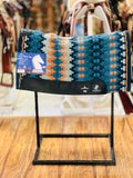 Classic Equine Zone Wool Top Pad 32"x34 NAVY-TANGERINE