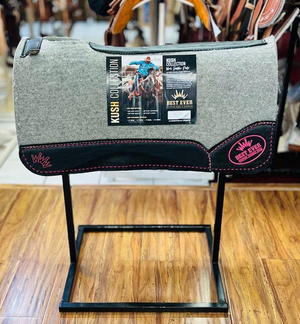 Best Ever Pads Kush 1 Inch Felt Saddle Pad with Black Wear Leathers 32 X 32