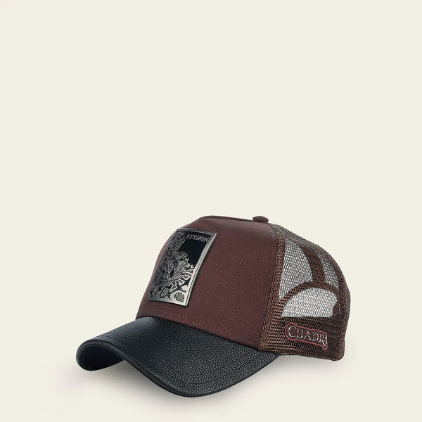GORRA EN PIEL GENUINA CON DISENO DE SERPIENTE