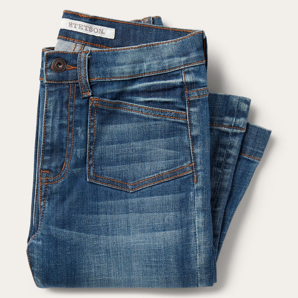 STETSON BLUE WOMEN'S 921 HIGH RISE FLARE JEANS (SMALL LENGTH) 11-054-0921-2402 BU