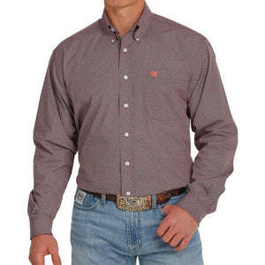 Men's Geometric Print Button-Down Western Shirt MTW1105390