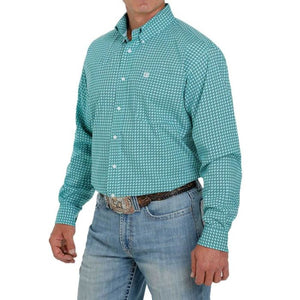 Cinch Mens Long Sleeve Turquoise Button Down Shirt MTW1105219 TUR