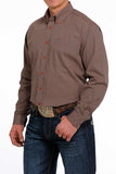 Cinch® Men's Diamond Pattern Orange Button Down Shirt MTW1105503