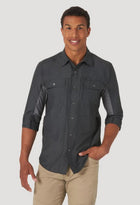 Wrangler ATg by Wrangler Men's Mix Material Shirt  Black 10NSB89BK