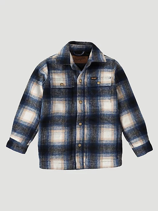 BOY'S WRANGLER QUILT LINED FLANNEL SHIRT JACKET IN TANNIN 112337136