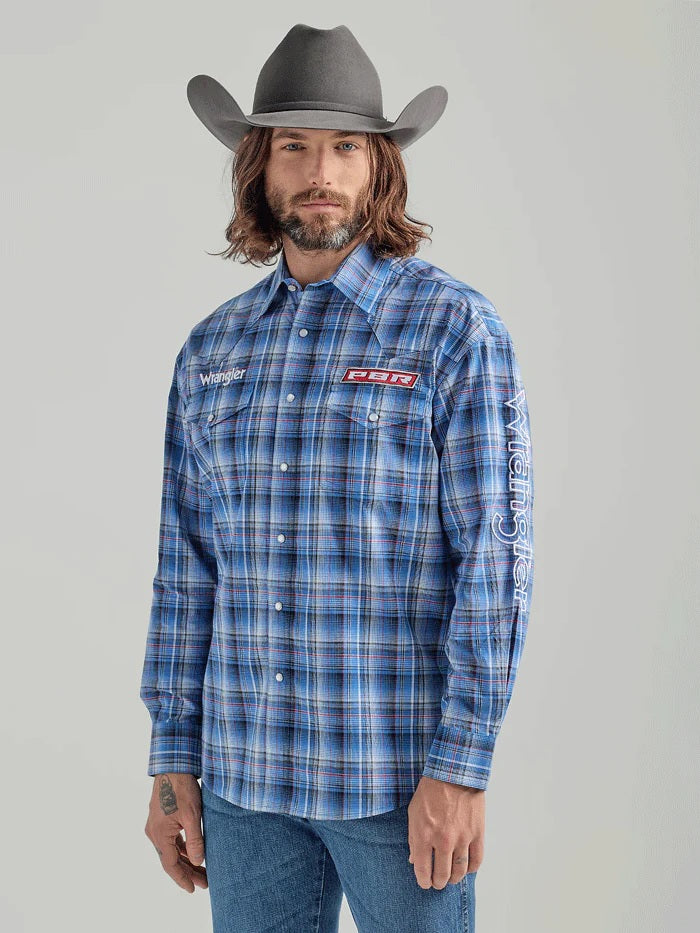 Wrangler  Mens PBR Long Sleeve Logo Shirt Blue 112324696
