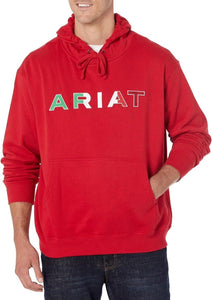 Ariat Men's Shield Logo Mexico Red Hoodie-10046174