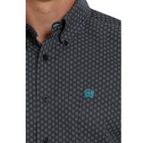 Cinch Men's Navy Geo Print Plain Weave Button Down Shirt MTW1105366