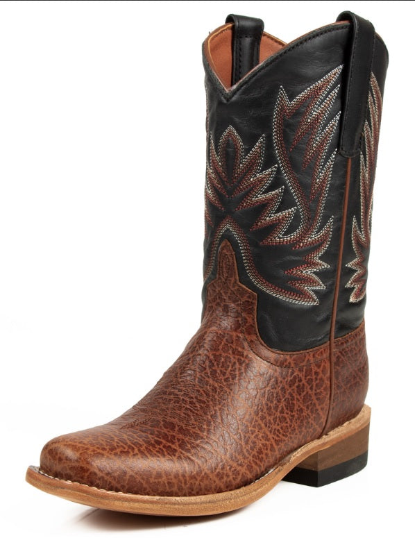 Horse Power Kids' Honey Bullfight Shoulder 8" Narrow Square Toe Boots - Brown/Black HPK9540