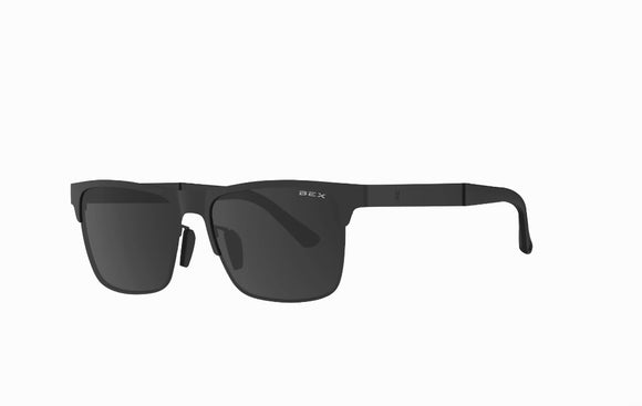 BEX Rockyt Lite Black Gray Square Half-Framed Lightweight Sunglasses 