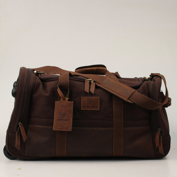 ARIAT ROLLING CANVAS AND LEATHER DUFFEL BAG A470001002