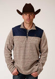 Roper Mens Brown/Blue Polyester Micro Fleece Jacket 03-097-0692-6148 BR