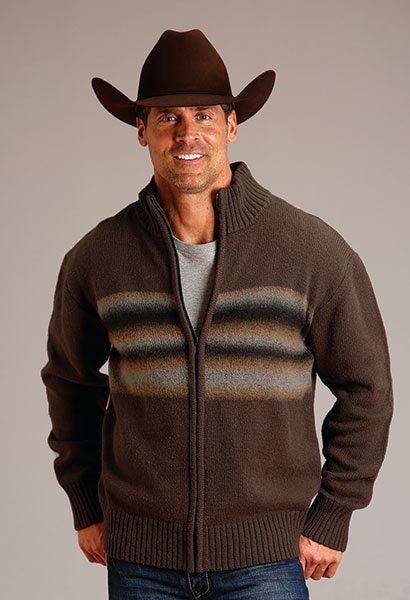 OMBRE BORDER STRIPE CARDIGAN IN BROWN BY Stetson 11-014-0120-0195 GY