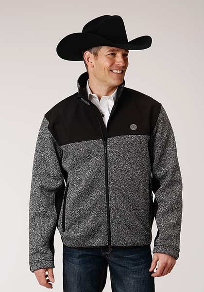 MENS HEATHERED CHARCOAL SWEATER KNIT JACKET