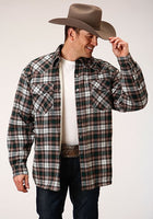 Roper Mens Tan 100% Cotton Sherpa Flannel Plaid 03-097-0119-3694 TA