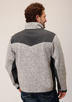 MENS OATMEAL SWEATER BONDED FLEECE JACKET - HerraduraDeOro