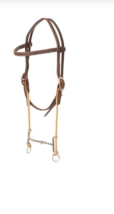 Classic Chocolate Roughout Browband Loomis Twisted Wire Draw Gag Bit Headstall