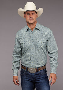 Stetson Western Shirt Mens  Aztec Blue 11-001-0425-5023