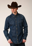 Stetson Mens Medium Blue 100% Cotton Denim BD L/S Shirt 11-001-0565-6098 BU