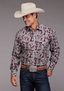 STETSON MEN'S PAISLEY PRINT LONG SLEEVE PEARL SNAP WESTERN SHIRT 11-001-0425-5026