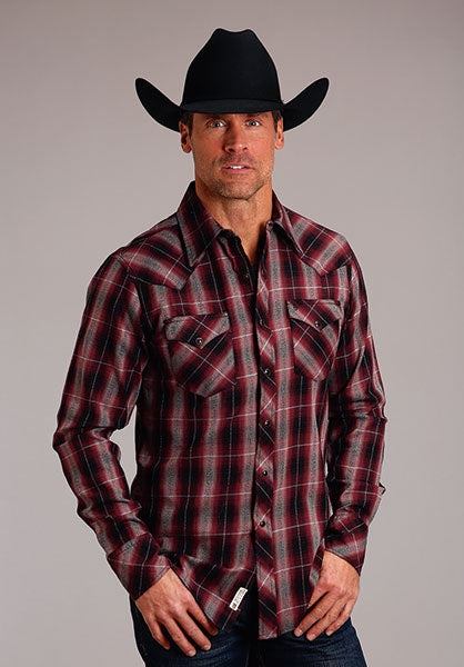 Stetson Western Shirt Mens L/S Red Marl Plaid 11-001-0478-6030 RE