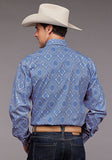 Stetson 11-001-0425-5020 Mens Chambray Medallion Paisley Western Shirt Blue