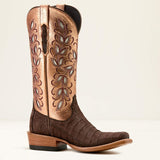 Ariat Ladies Futurity Silk Cigar Sueded Coppper Shin Caiman Boots  10061121