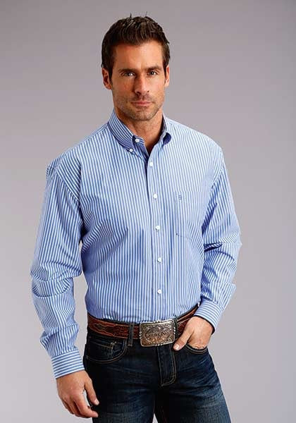 Stetson Western Shirt Mens Long Sleeve Periwinkle 11-001-0575-0802 BU
