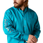 Ariat Men's Turquoise with Serape Team Logo Fitted Long Sleeve Western Shirt 10046720