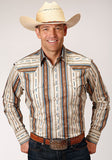 Men's Desert Stripe Long Sleeve Snap Shirt By Roper - 03-001-0068-0459 BR