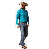 Ariat Men's Turquoise with Serape Team Logo Fitted Long Sleeve Western Shirt 10046720