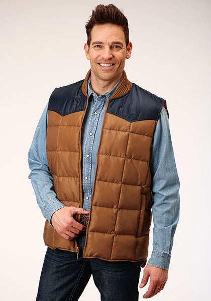 Roper Mens Brown Polyester Quilted Insulated Vest 03-097-0763-0532 BR