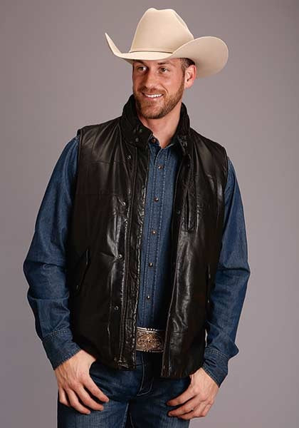 STETSON LEATHER VEST  SMOOTH LEATHER REVERSIBLE CAMO PRINT 11-097-0541-7037 BL
