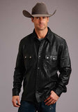 Stetson Mens Black Leather Western Shirt Jacket 11-097-0539-6622 BL