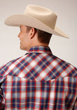 Roper Western Shirt Mens L/S Plaid Snap Blue 03-001-0278-5012 BU