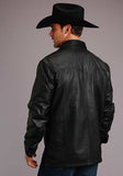 Stetson Mens Black Leather Western Shirt Jacket 11-097-0539-6622 BL